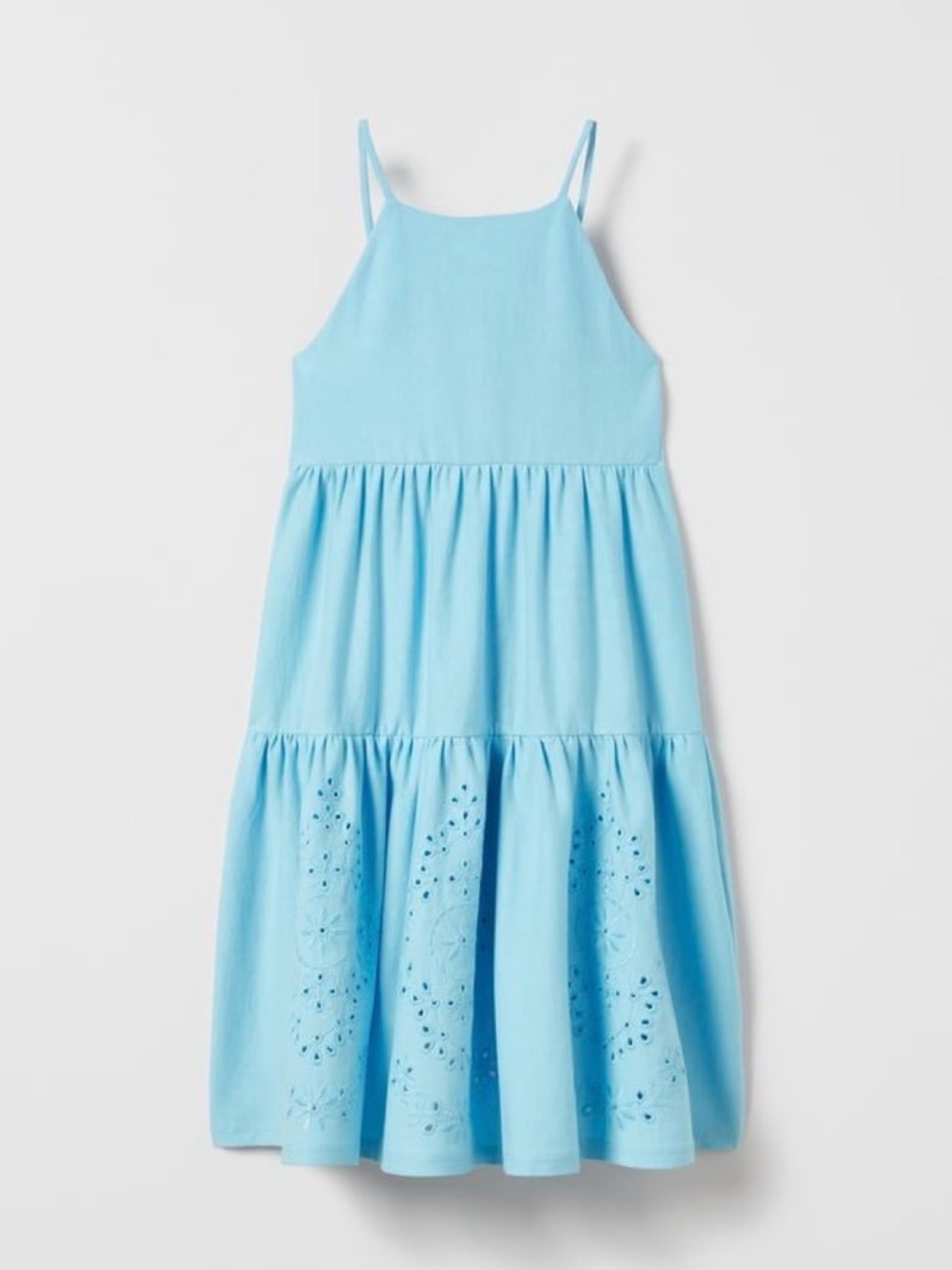 Zara Girls' Light Blue Tiered Eyelet Sundress